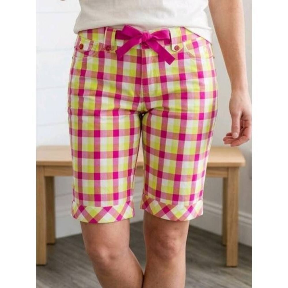 🔹️NWT Vintage Baby Phat Pink Lady Plaid Bermuda Shorts Youth 16